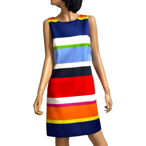 Jessica Howard Sheath Dress 10 Colorful Stripe Cocktails Preppy Career Statement - Picture 2 of 11